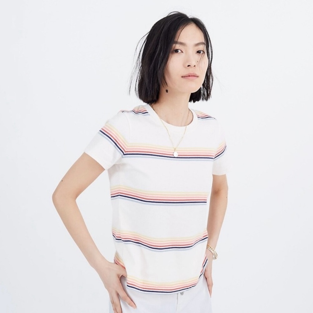 Madewell Women's Rainbow Stripe Short Sleeve Tee